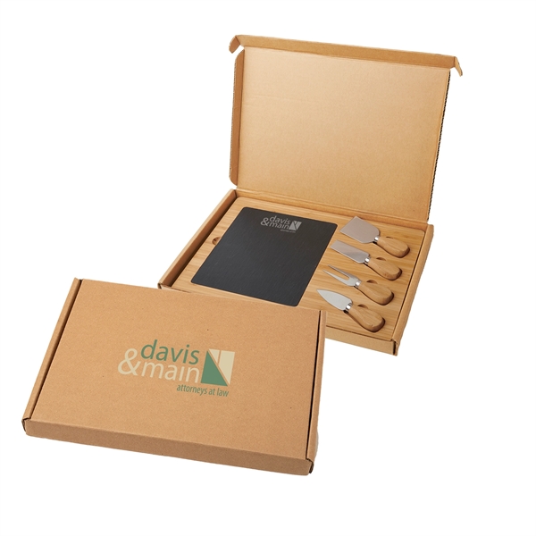 Slate Cheese Board Set Gift Box Set - Image 1