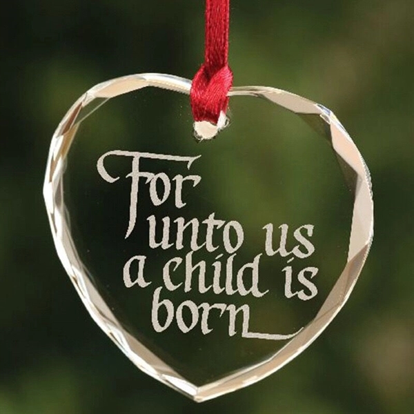 Personalized Christmas Crystal Ornament - Heart - Image 1