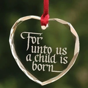 Personalized Christmas Crystal Ornament - Heart