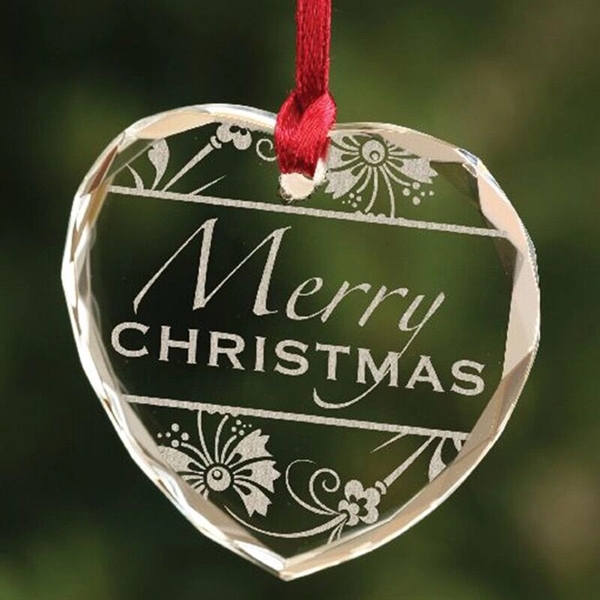 Personalized Christmas Crystal Ornament - Heart - Image 2
