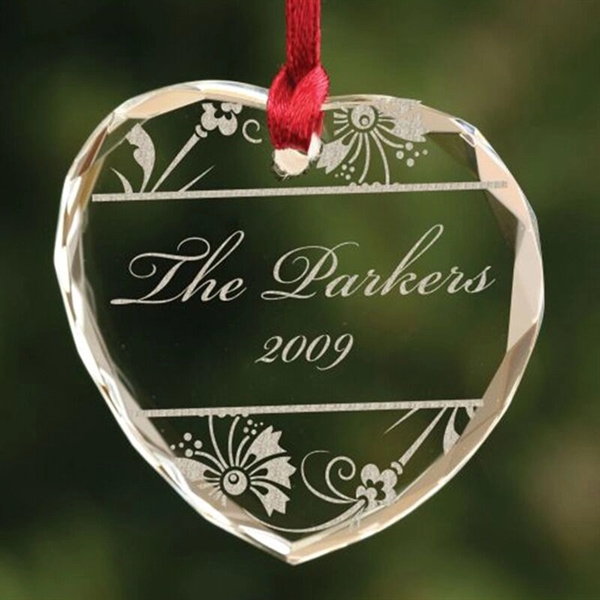 Personalized Christmas Crystal Ornament - Heart - Image 4