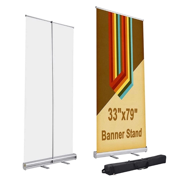 33" x 79" Aluminum Retractable Roll Up Banner Stand - Image 1