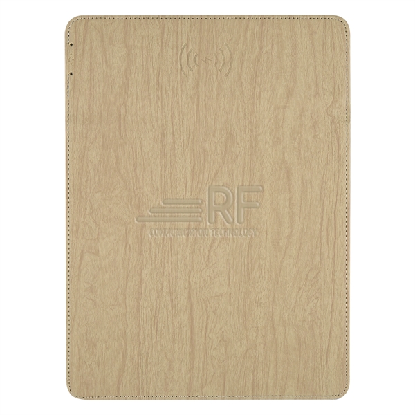 Woodgrain Wireless Charging Mouse Pad With Phone Stand - Image 9