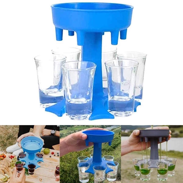6 Shot Glass Dispenser and Holder with Cup Set     - Image 1