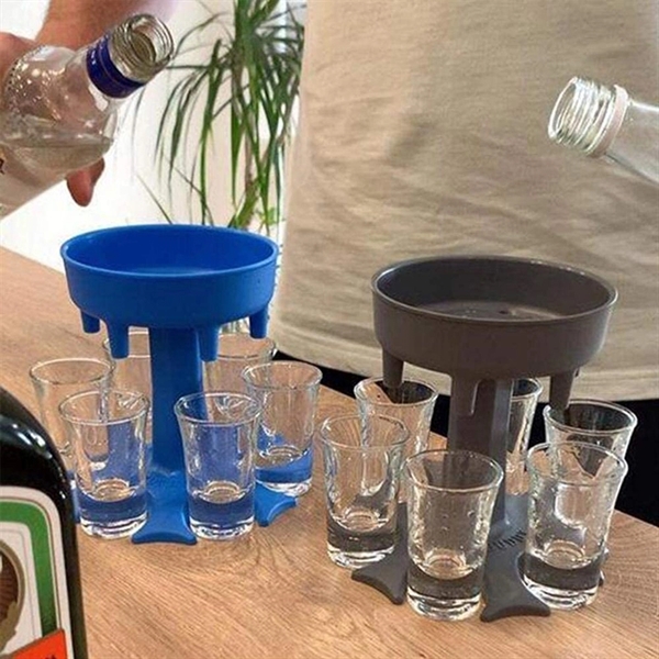 6 Shot Glass Dispenser and Holder with Cup Set     - Image 2