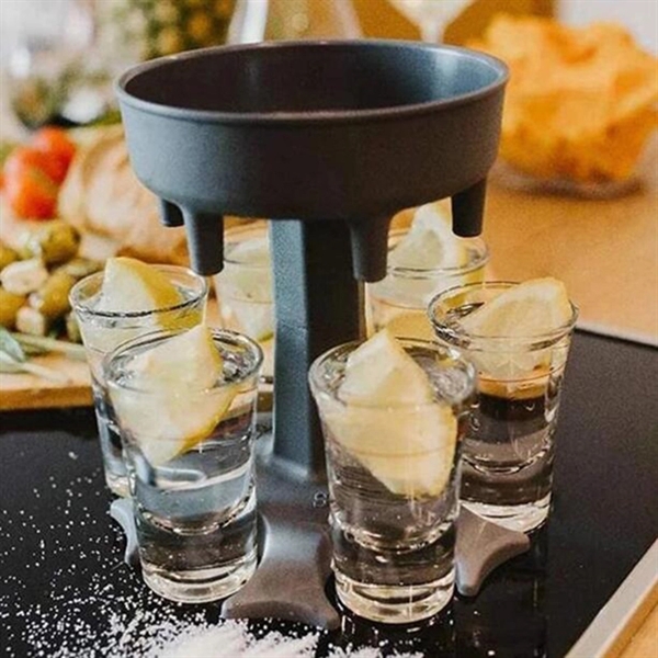 6 Shot Glass Dispenser and Holder with Cup Set     - Image 3
