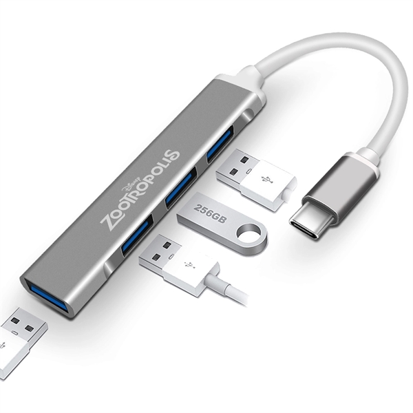 Ultra Slim Type C USB 3.0 Hub 4 Ports Works with MacBook, Ph - Image 1