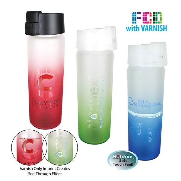 20 oz. Halcyon® Frosted Glass Bottle with Flip Top Lid, FCD - Image 1