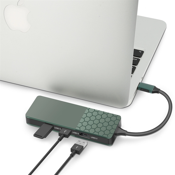 7-In-1 USB Type C Hub 4K USB C To HDMI, 3 USB 3.0 Ports, SD - Image 2