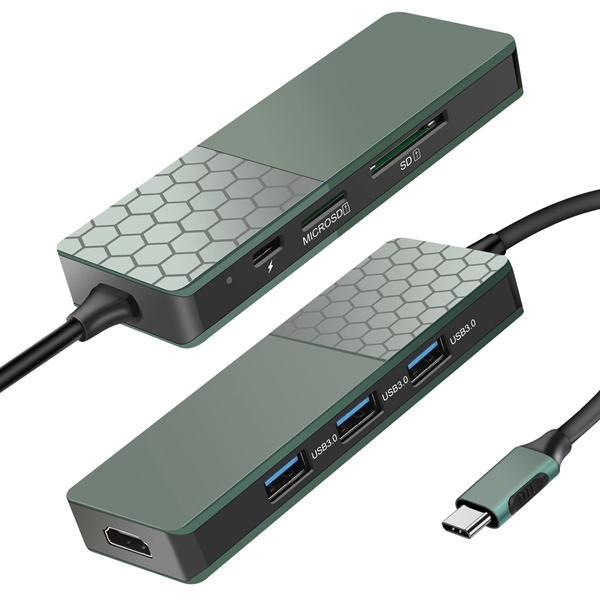 7-In-1 USB Type C Hub 4K USB C To HDMI, 3 USB 3.0 Ports, SD - Image 3