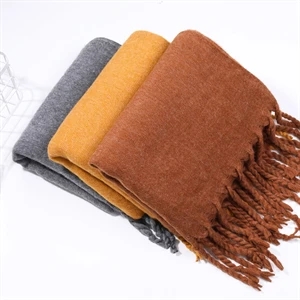 Knitted Cashmere Scarves With Fringe