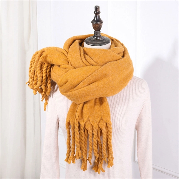 Knitted Cashmere Scarves With Fringe - Image 2