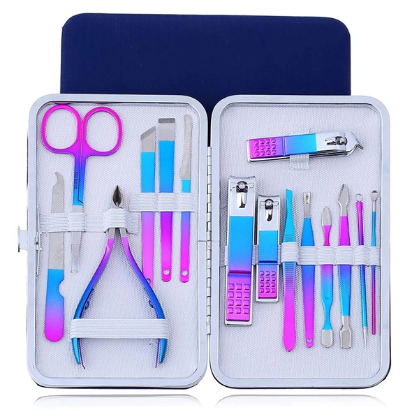 15pcs Travel Manicure Pedicure Kit With Portable Case - Image 1