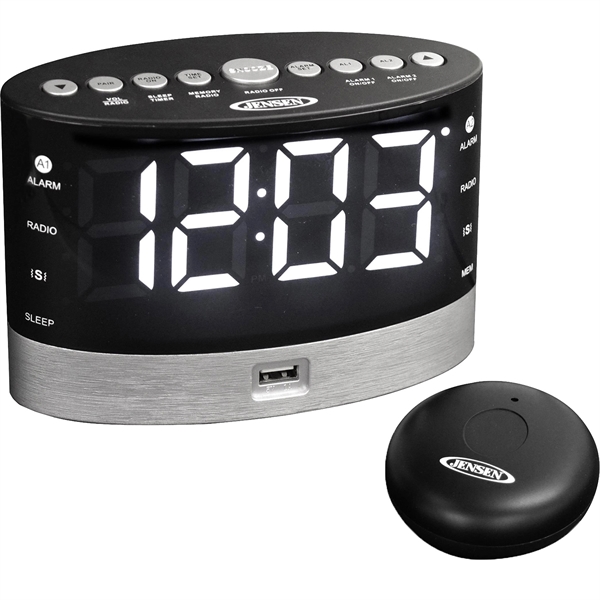 Jensen AM/FM Dual Alarm Clock Radio Under Pillow Vibrator