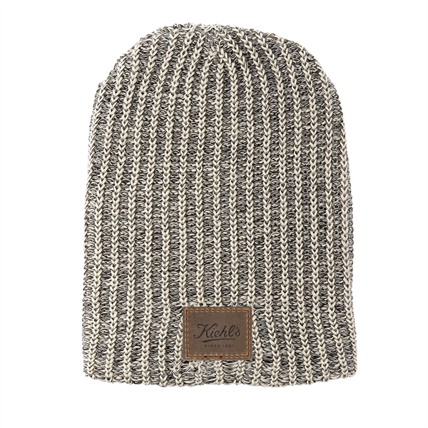 HABERDASHER 100% Cotton Knit Beanie with Leather Patch - Image 2