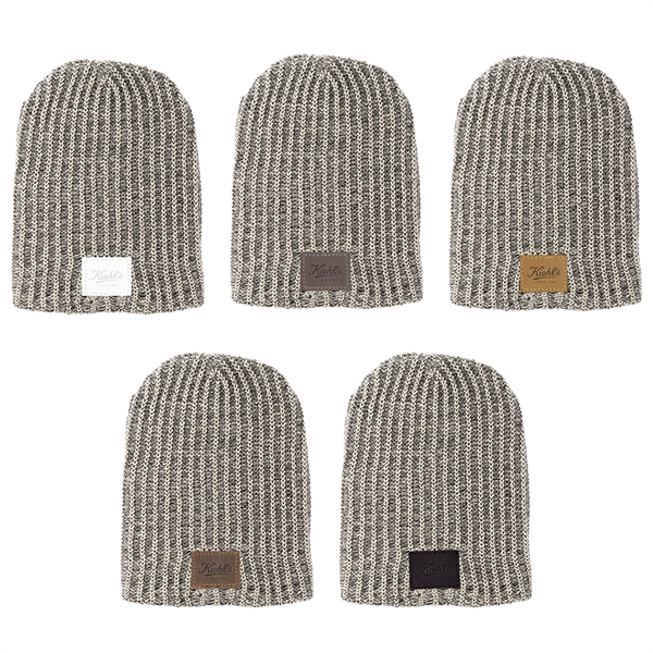 HABERDASHER 100% Cotton Knit Beanie with Leather Patch - Image 4