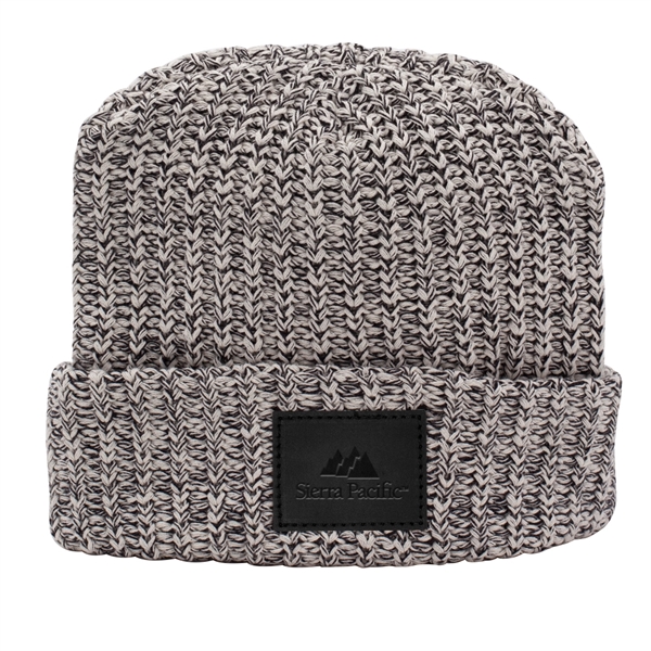 MILLINER Cuffed 100% Cotton Knit Beanie with Leather Patch - Image 2