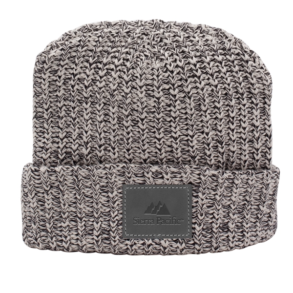 MILLINER Cuffed 100% Cotton Knit Beanie with Leather Patch - Image 5