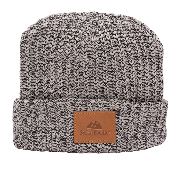 MILLINER Cuffed 100% Cotton Knit Beanie with Leather Patch - Image 6