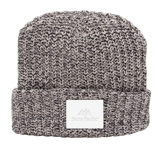 MILLINER Cuffed 100% Cotton Knit Beanie with Leather Patch - Image 7