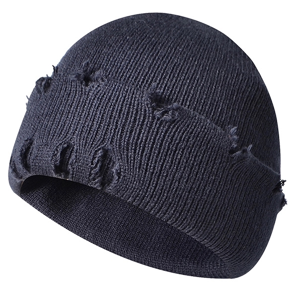 Knitted Beanie Hat/Cap w/ Hole Design - Image 3