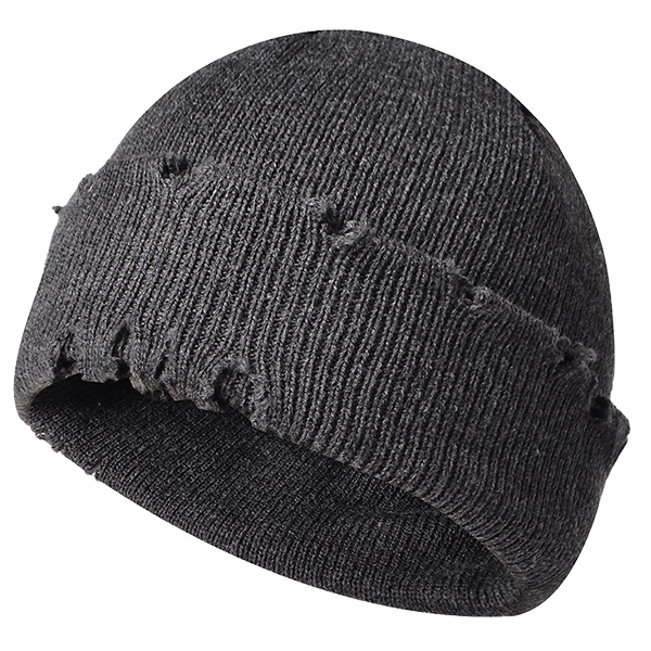 Knitted Beanie Hat/Cap w/ Hole Design - Image 4