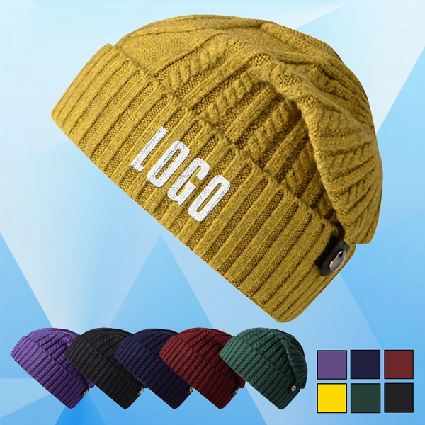 Knitted Beanie Hat/Cap w/ Buckle - Image 1