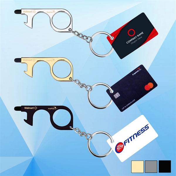 PPE No-Touch Door/Bottle Opener w/ Card Key Chain - Image 1