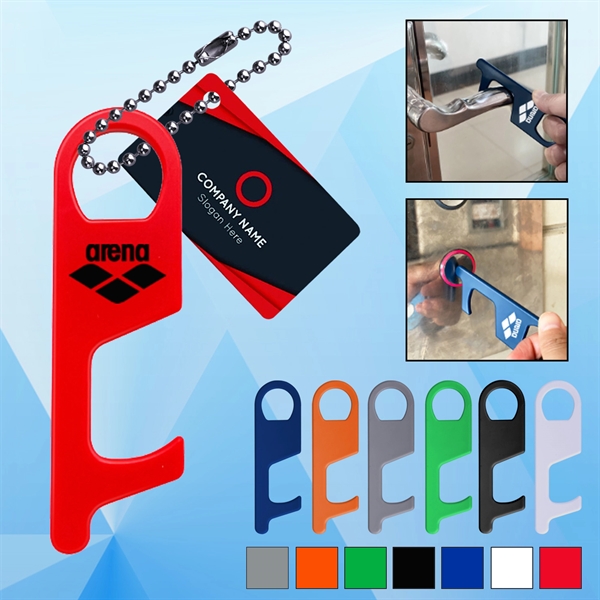 PPE Door Opener Closer No-Touch Tool w/ Card Key Chain - Image 1