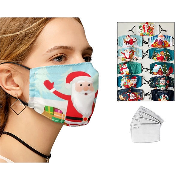 Cotton Christmas masks with filter inserts - Image 1