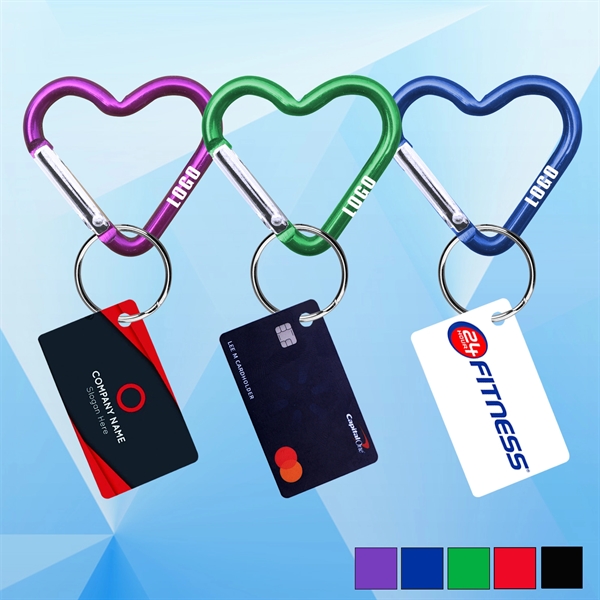 PPE Heart Shaped Carabiner w/ Mini Card Key Chain - Image 1