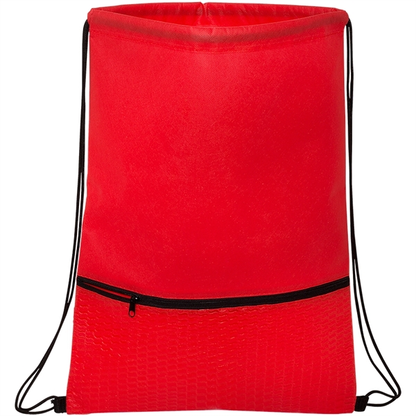 Texture Pocket Non-Woven Drawstring Backpack - Image 8