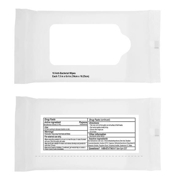 Sanitizer Wet Wipes in Re-sealable Pouch - 10 PC - Image 9