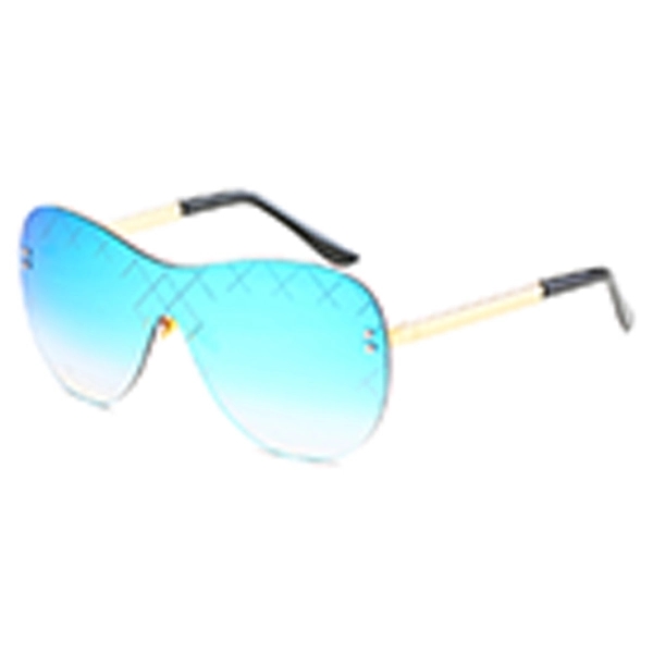 Frameless Fashion Sunglasses w/ Colorful Lens - Image 2