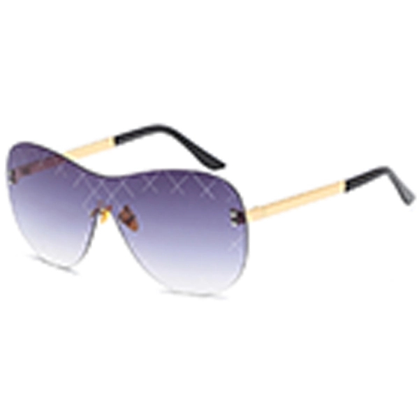 Frameless Fashion Sunglasses w/ Colorful Lens - Image 4