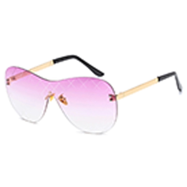 Frameless Fashion Sunglasses w/ Colorful Lens - Image 5