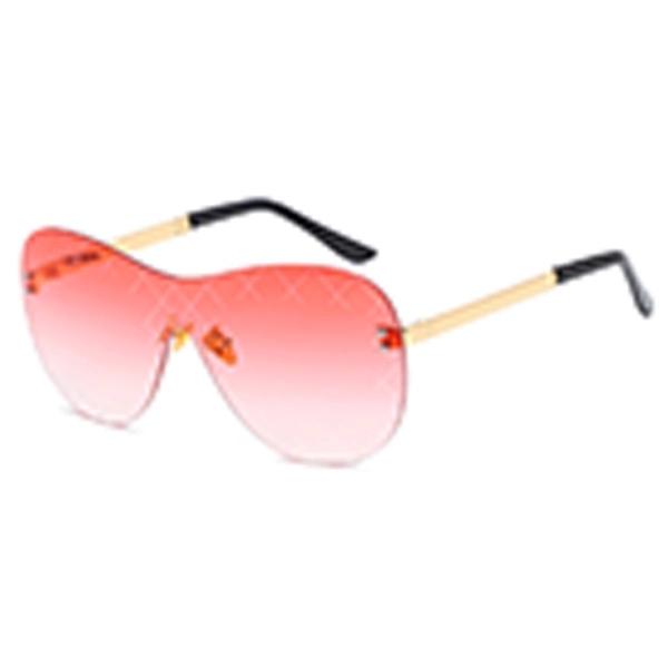 Frameless Fashion Sunglasses w/ Colorful Lens - Image 6
