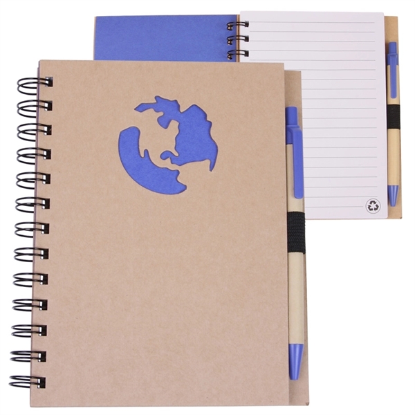EcoShapes™ Recycled Die Cut Notebook: Globe - Image 2
