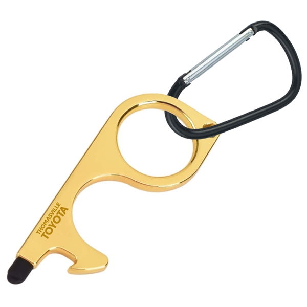 Non-touch Carabiner Door Opener, can opener w/ rubber stylus - Image 1