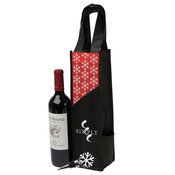 Snowflake Wine Stopper & Tote - Image 1