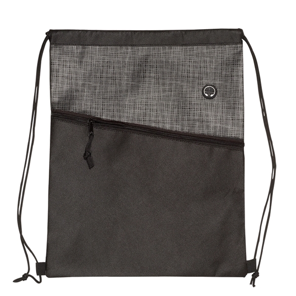 Tonal Heathered Non-Woven Drawstring Backpack - Image 4