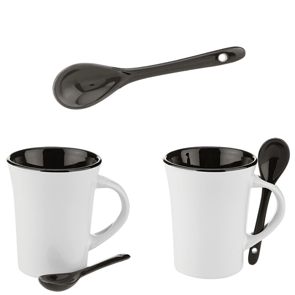 10 oz. Two-Tone Ceramic Mug with Matching Spoon - Image 8