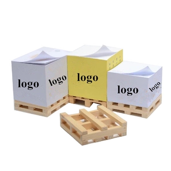 Note Pad with Wood Pallet Cube - Image 1