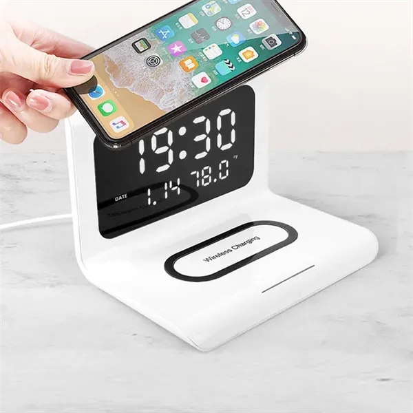 Digital Alarm Clock with Wireless Charger - Image 1