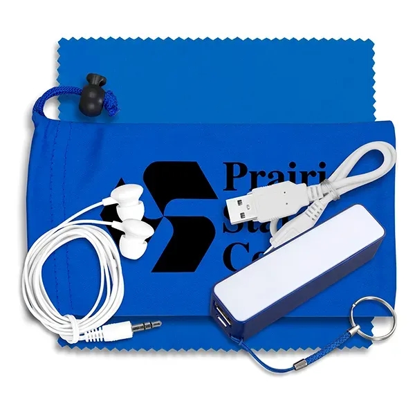 Mobile Tech Power Bank Accessory Kit with Earbuds in Pouch - Image 6