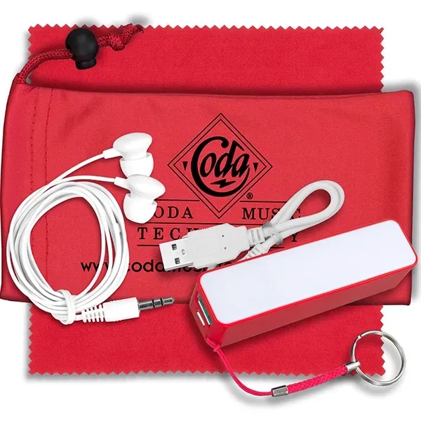 Mobile Tech Power Bank Accessory Kit with Earbuds in Pouch - Image 8