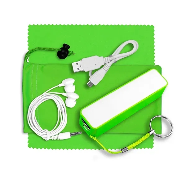 Mobile Tech Power Bank Accessory Kit with Earbuds in Pouch - Image 9