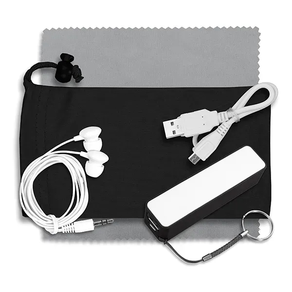 Mobile Tech Power Bank Accessory Kit with Earbuds in Pouch - Image 11