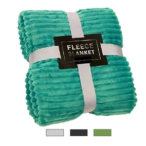 Custom Label 3-Layered Flannel Fleece Blanket Sofa Throw Bla