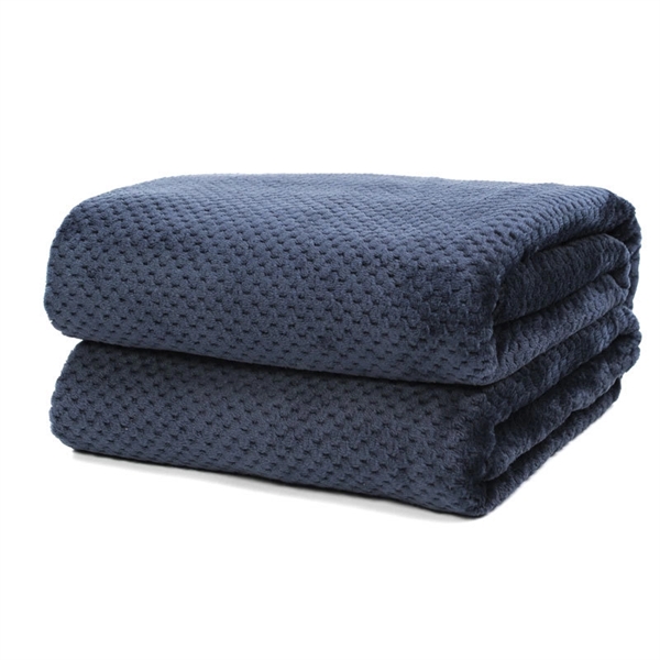 Waffle Weave Pattern Flannel Fleece Throw Blanket With Multi - Image 2